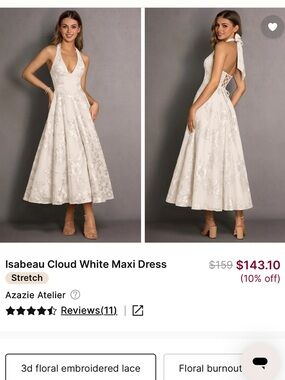 Azazie Isabeau Cloud White Maxi Dress